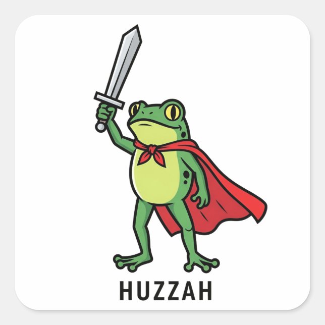 Huzzah Frog Knight Funny Sword Meme Quote   Square Sticker (Front)