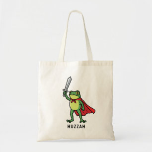 Huzzah Frog Knight Funny Sword Meme Quote Tote Bag