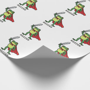 Huzzah Frog Knight Funny Sword Meme Quote Wrapping Paper