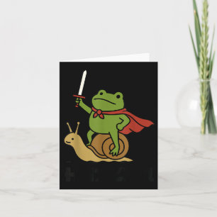 Huzzah Frog Knight Riding A Snail Funny Sword Meme Card