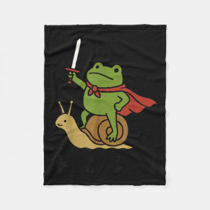 Huzzah Frog Knight Riding A Snail Funny Sword Meme Fleece Blanket