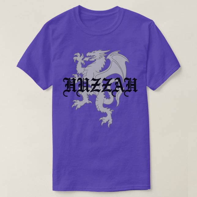 Huzzah Heraldic Dragon in Grey T-Shirt (Design Front)