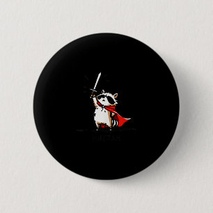 Huzzah Raccoon Knight Funny Sword Meme Quote  6 Cm Round Badge