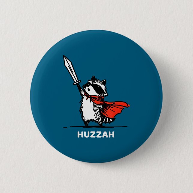 Huzzah Raccoon Knight Funny Sword Meme Quote  6 Cm Round Badge (Front)