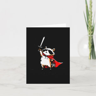 Huzzah Raccoon Knight Funny Sword Meme Quote  Card