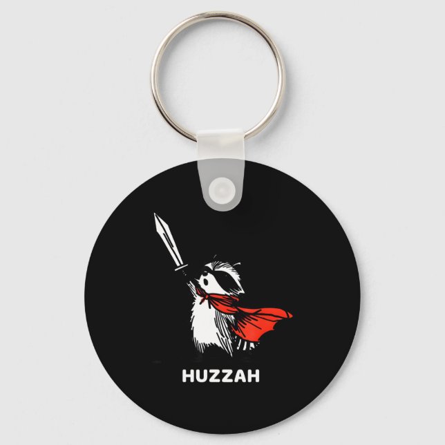 Huzzah Raccoon Knight Funny Sword Meme Quote  Key Ring (Front)