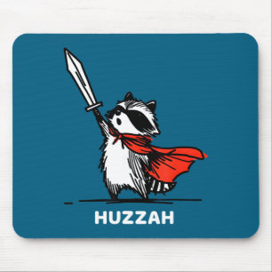 Huzzah Raccoon Knight Funny Sword Meme Quote  Mouse Mat