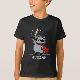 Huzzah Raccoon Knight Funny Sword Meme Quote T-Shirt