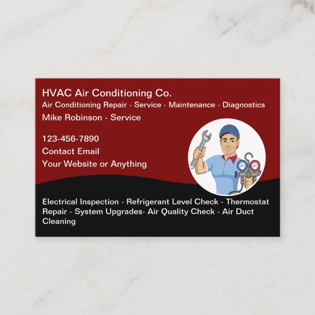 HVAC Air Conditioning Services Business Cards (Front)