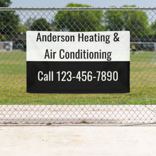HVAC Business Name Phone Number Black and White Banner