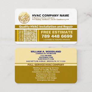 HVAC Company Logo, Slogans & Qr Code   Luxury Gold Business Card
