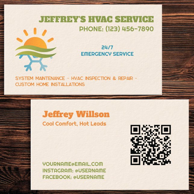 HVAC Custom QR Business Card (HVAC Custom QR Business Cards)