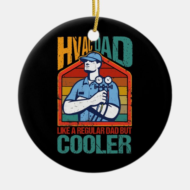 HVAC Dad But Cooler Funny HVAC Technician Father Ceramic Tree Decoration (Front)