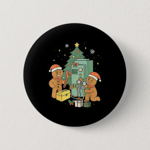 Hvac Gingerbread Christmas Technician Construction 6 Cm Round Badge