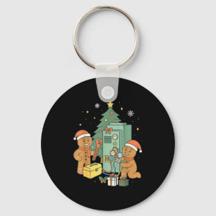 Hvac Gingerbread Christmas Technician Construction Key Ring