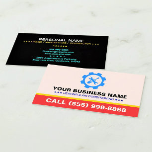 HVAC Heating Air Conditioning Logo Biz Black Red Business Card