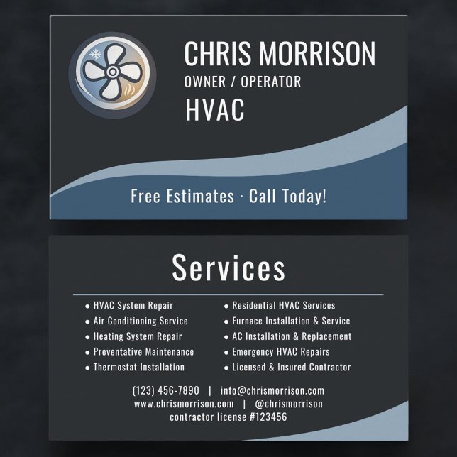 HVAC Heating & Air Conditioning Professional Business Card (Creator Uploaded)
