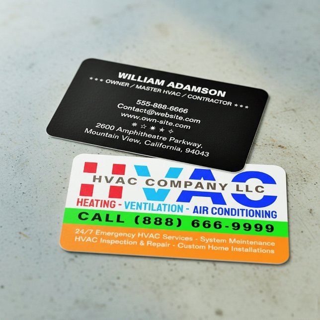 HVAC Heating, Ventilation & Air Conditioning - Pro Business Card (HVAC magnet business cards)