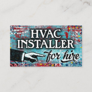 HVAC Installer For Hire Business Cards - Blue Red