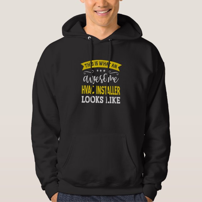 HVAC Installer Job Title Employee Worker HVAC Inst Hoodie (Front)