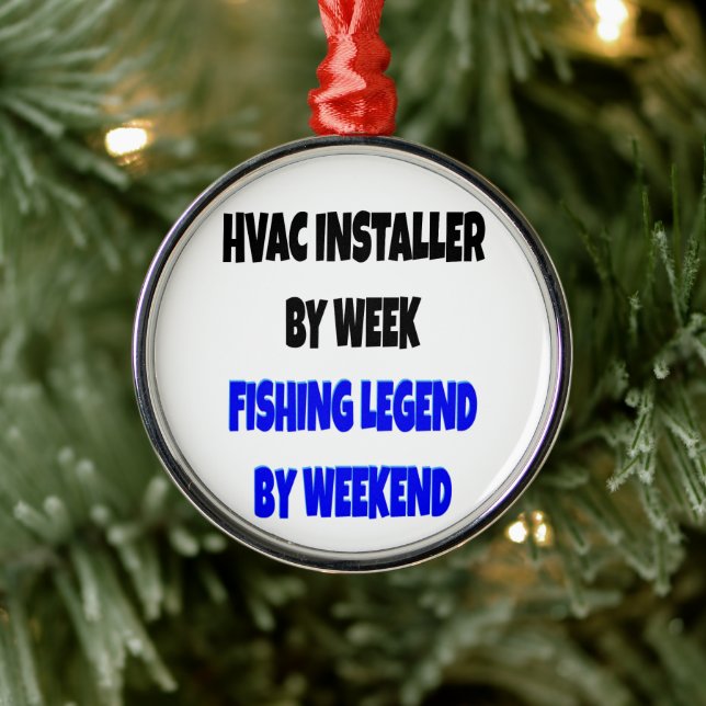 HVAC Installer Loves Fishing Metal Tree Decoration (Tree)