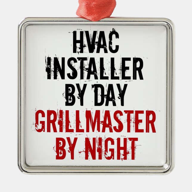 HVAC Installer Loves Grilling Metal Tree Decoration (Front)