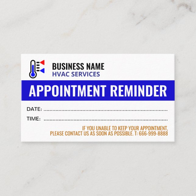 HVAC Logo | Appointment Reminder Cards for Clients (Front)