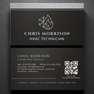 HVAC QR Code Heating Cooling Specialist Business Card