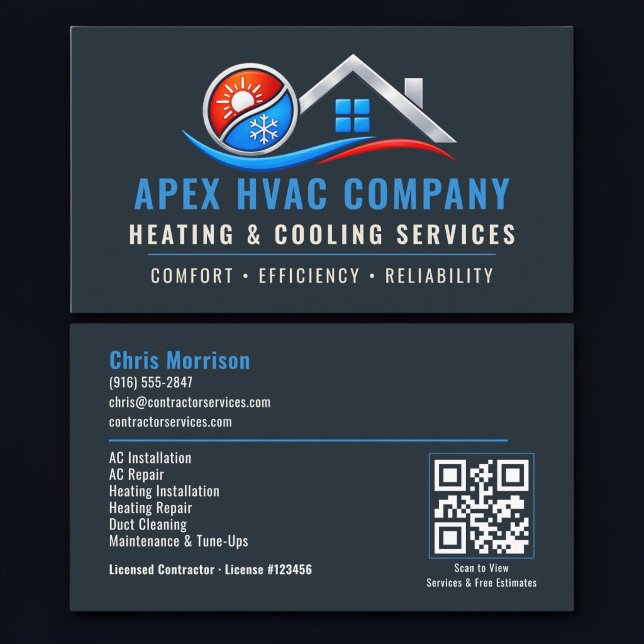 HVAC QR Code Professional Services Business Card (Creator Uploaded)