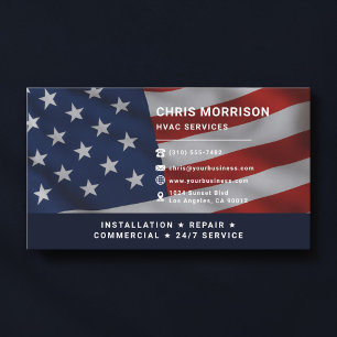 HVAC Services Patriotic Professional Business Card