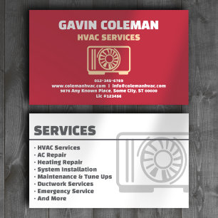 HVAC Services Professional Red Business Card