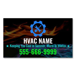 HVAC Slogan and Logo for Heating and Cooling Magnetic Business Card