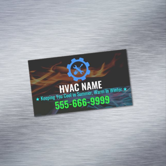 HVAC Slogan and Logo for Heating and Cooling Magnetic Business Card (In Situ)