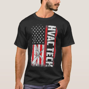 Hvac Tech American Flag Funny Quotes Sayings  T-Shirt