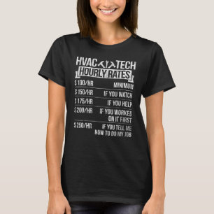 HVAC TECH HOURLY RATE Funny HVAC Tech Novelty T-Shirt