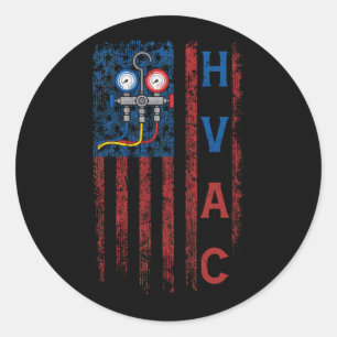 HVAC Technician American Flag USA Vintage Classic Round Sticker