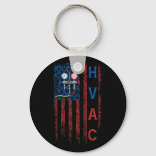 HVAC Technician American Flag USA Vintage Key Ring