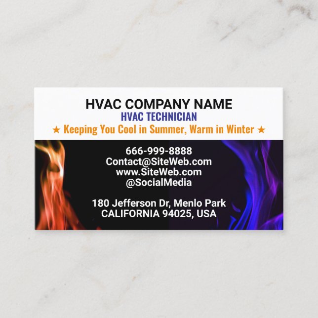 HVAC Technician & Contractor | Professional Slogan Business Card (Front)