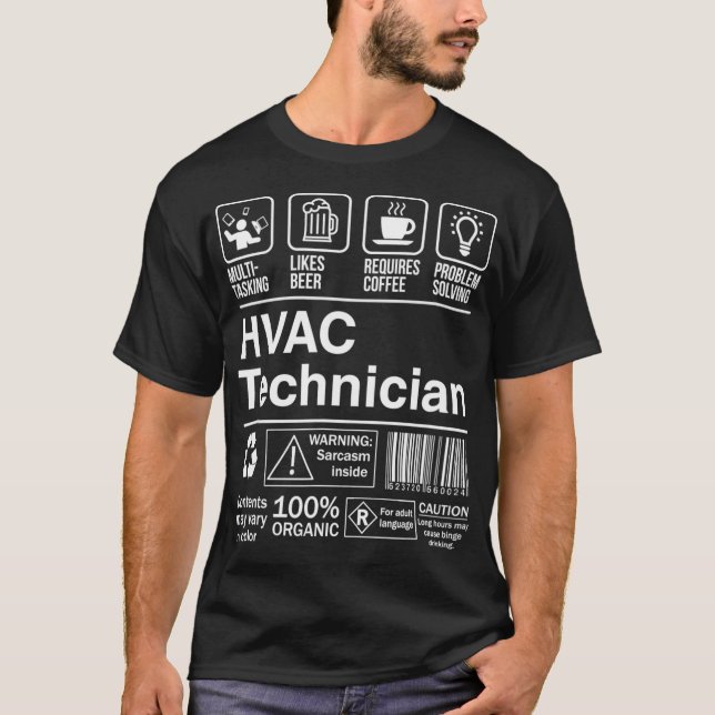 HVAC Technician Funny Description Label  T-Shirt (Front)