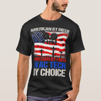 HVAC Technician Gifts American Flag Christian By F T-Shirt