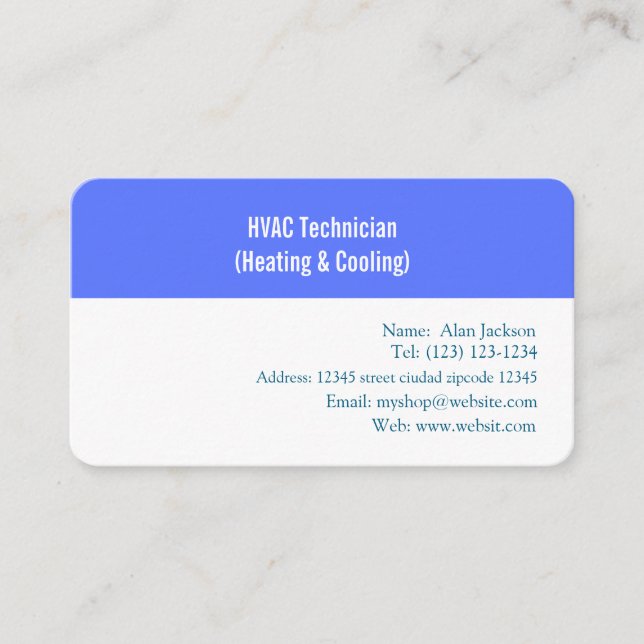 HVAC Technician (Heating & Cooling) Business Card (Front)