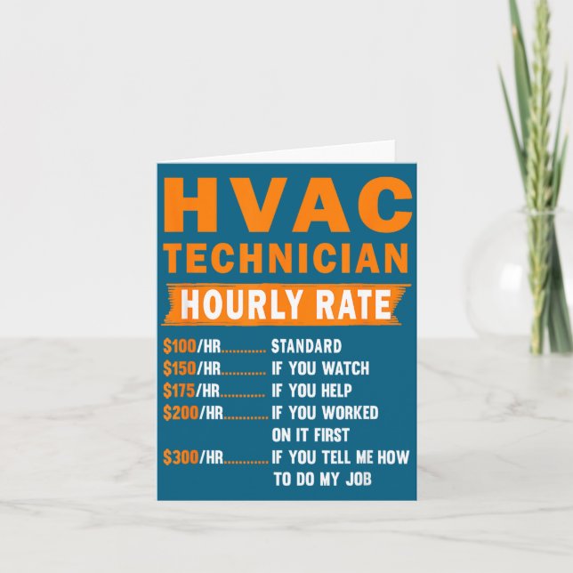 Hvac Technician Hourly Rate Funny Hvac Mechanic Sa Card (Front)