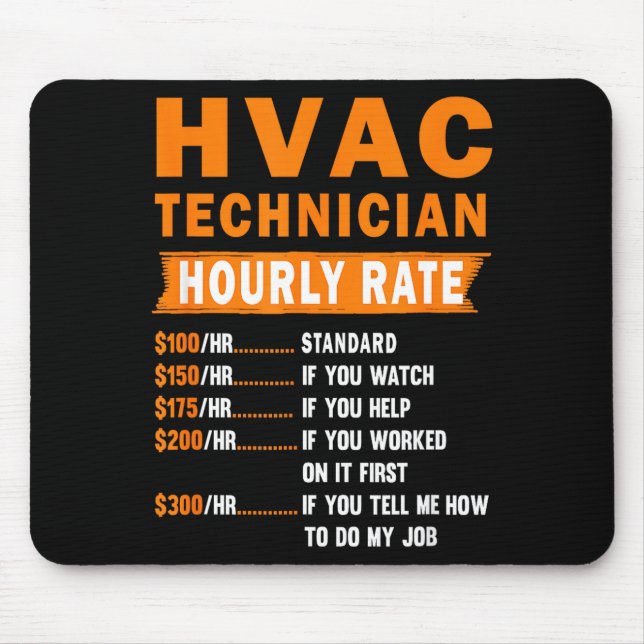 Hvac Technician Hourly Rate Funny Hvac Mechanic Sa Mouse Mat (Front)