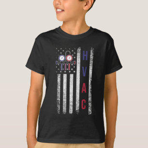 HVAC Technician Men American Flag USA Vintage T-Shirt