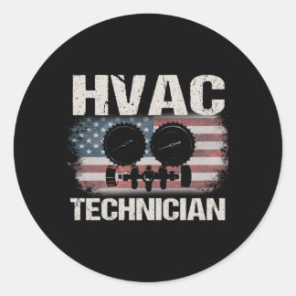 Hvac Technician On Back Of Classic Round Sticker