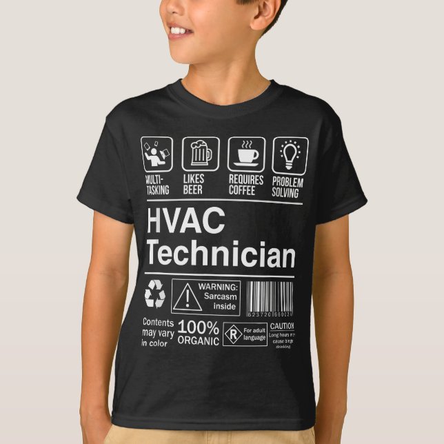HVAC Technician Product Label T-Shirt (Front)