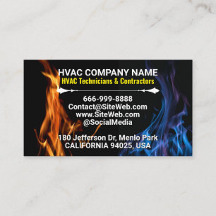HVAC Technicians & Contractors   Professional Business Card