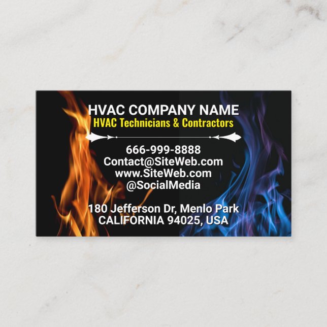 HVAC Technicians & Contractors | Professional Business Card (Front)