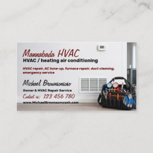 HVAC Tool Bag Gauges Wall Vent Thermostat Business Card