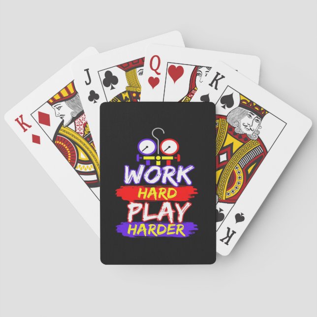 HVAC Work Hard Play Hard Playing Cards (Back)